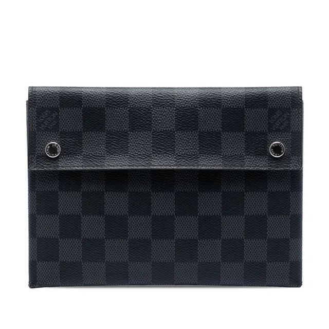 Black Louis Vuitton Damier Graphite Alpha Pochette MM Clutch Bag in Black Canvas from Designer Revival