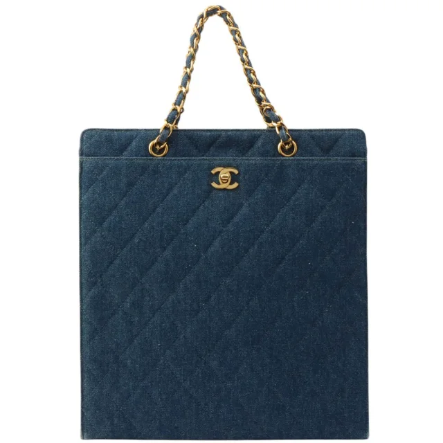 Chanel Indigo Denim Matelassé Stitch CC Turn-Lock Chain Handbag, Circa 1998 in Denim from VINTAGE QOO TOKYO, photo 2 of 18