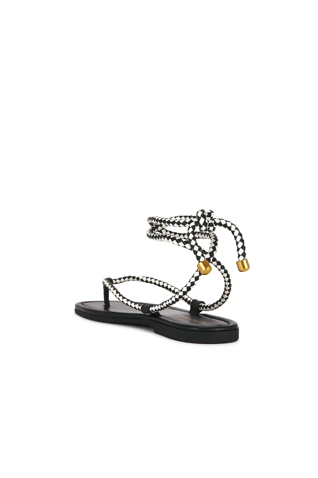 Veronica Beard Carmina Woven Cord Sandal in Black & Coconut, photo 3 of 5 from REVOLVE (Canada)