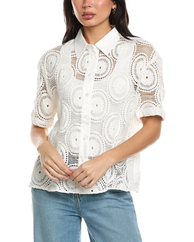 Seraphina Crochet Collard Top, image 1 of 1 from Gilt