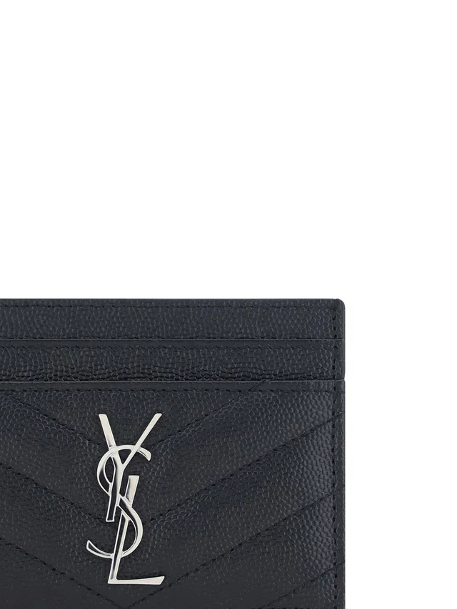 Saint Laurent Matelassé Calf Leather Card Case — Black Wallets & Purses in Black Calfskin from HEWI