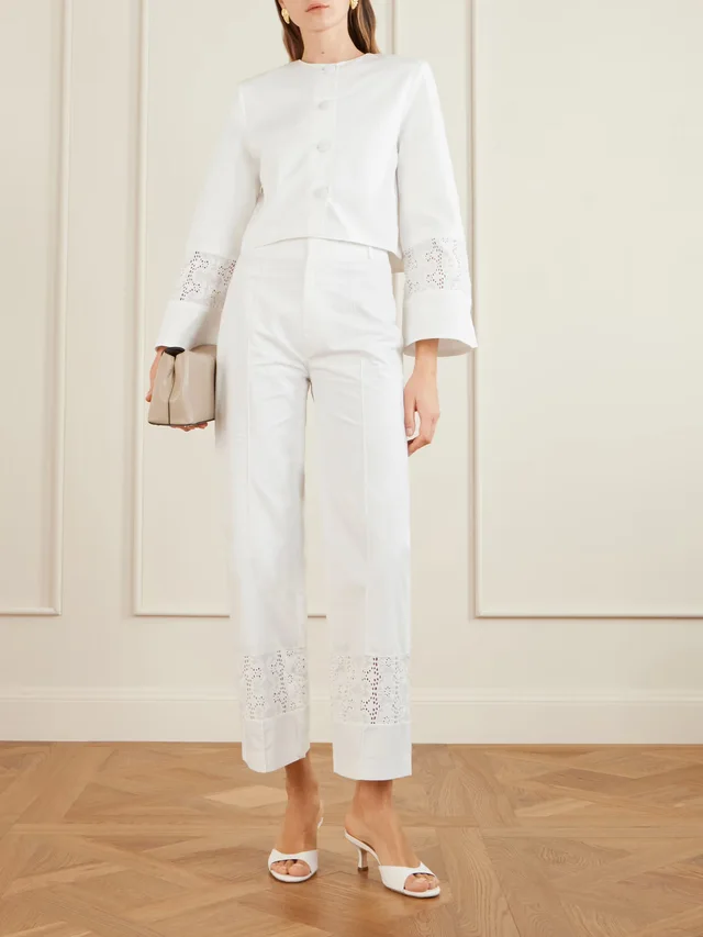 DESTREE Ruby broderie anglaise-trimmed cotton-poplin jacket in White, photo 2 of 2 from NET-A-PORTER (Canada)