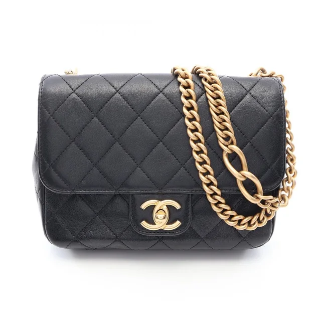 Chanel Shoulder Bag Quilted Black Leather Small Flap Chain in Black Leather from The Reluxe