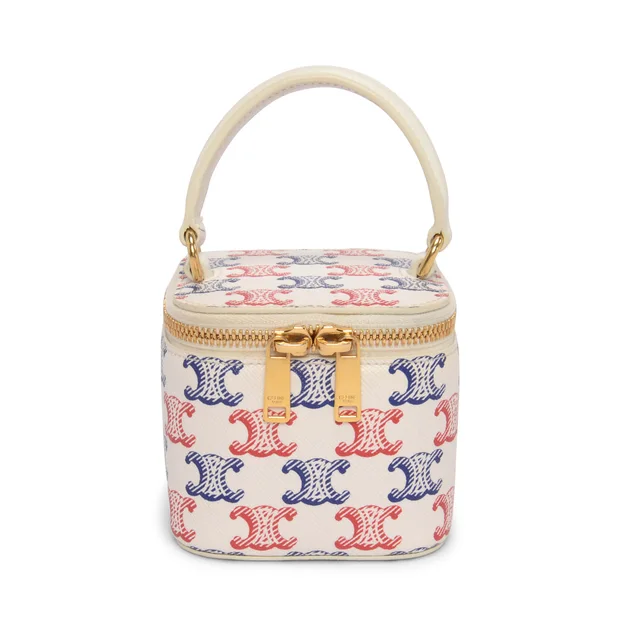 Celine Triomphe Canvas Vanity Case Mini Bag in Red & Blue Canvas from Blue Spinach