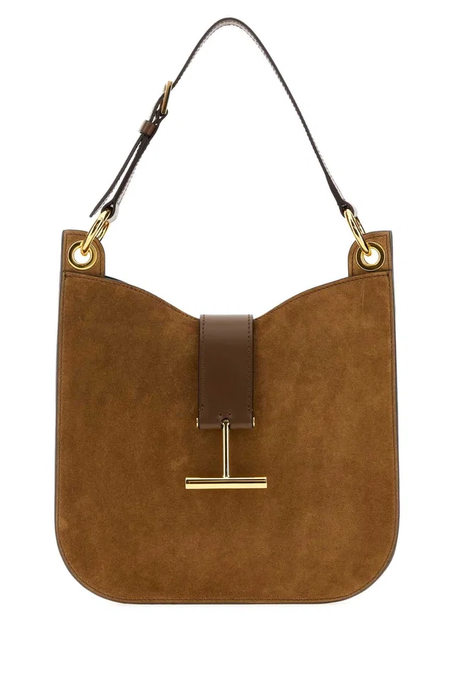 Tom Ford Suede Shoulder Bag — Brown in Brown Suede from HEWI