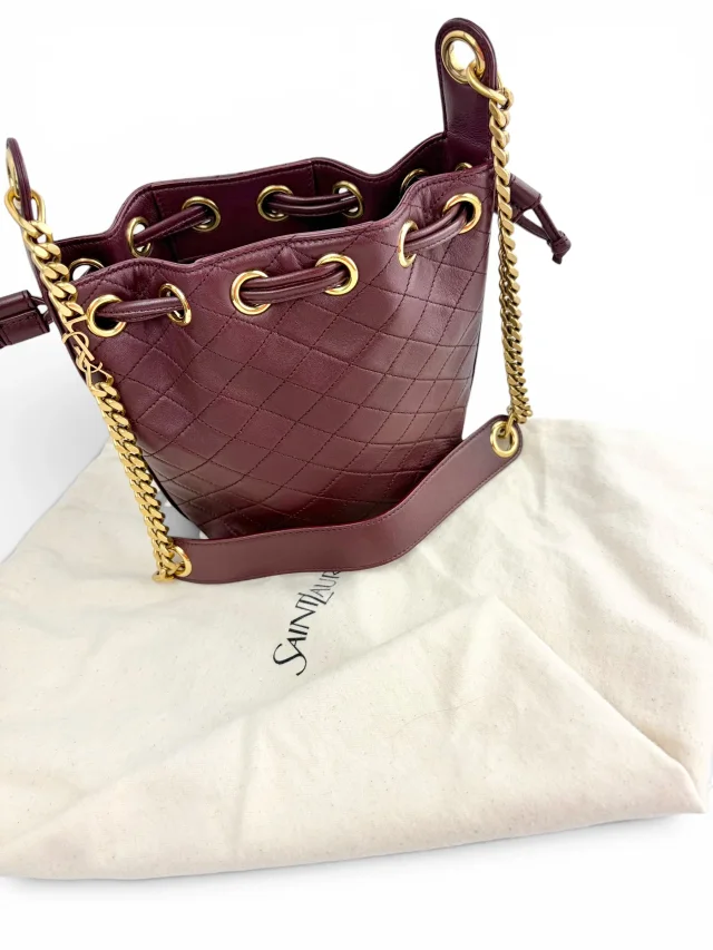 Saint Laurent Bucket Drawstring in Burgundy Leather from Season 2 Consign, photo 2 of 4