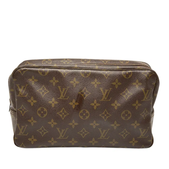 Brown Louis Vuitton Monogram Trousse Toilette 28 Clutch Bag in Brown Coated canvas from Designer Revival
