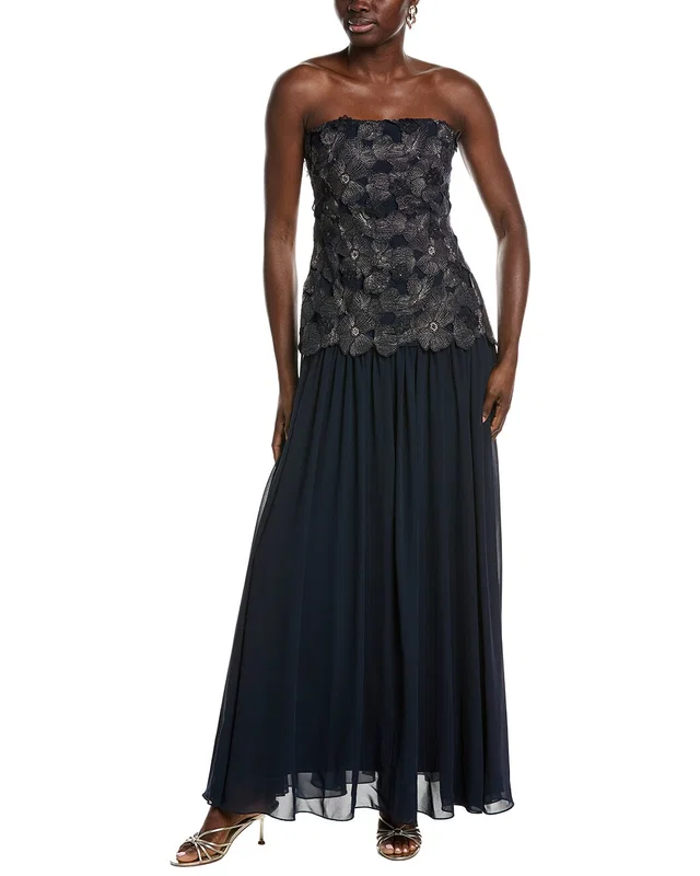 Badgley Mischka Lace Georgette Combo Gown, image 1 of 1 from Gilt