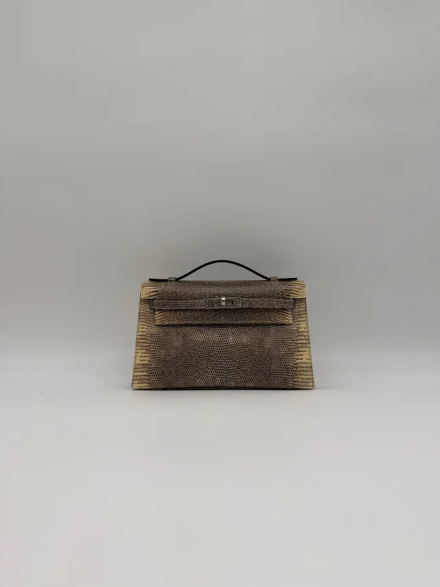 Hermès Kelly Pochette Ombre Lizard Ombre Palladium Hardware in Lizard from Luxury Promise, photo 2 of 10