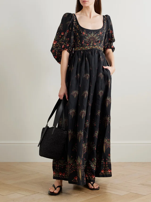 AGUA BY AGUA BENDITA Viviane floral-print embroidered cotton maxi dress in Black, photo 2 of 2 from NET-A-PORTER (Canada)