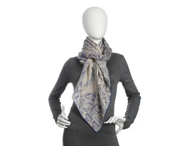 Hermès La Nouvelle Cité Cavalière Cashmere Silk Shawl 140cm in Silk from Ann's Fabulous Finds, photo 6 of 6