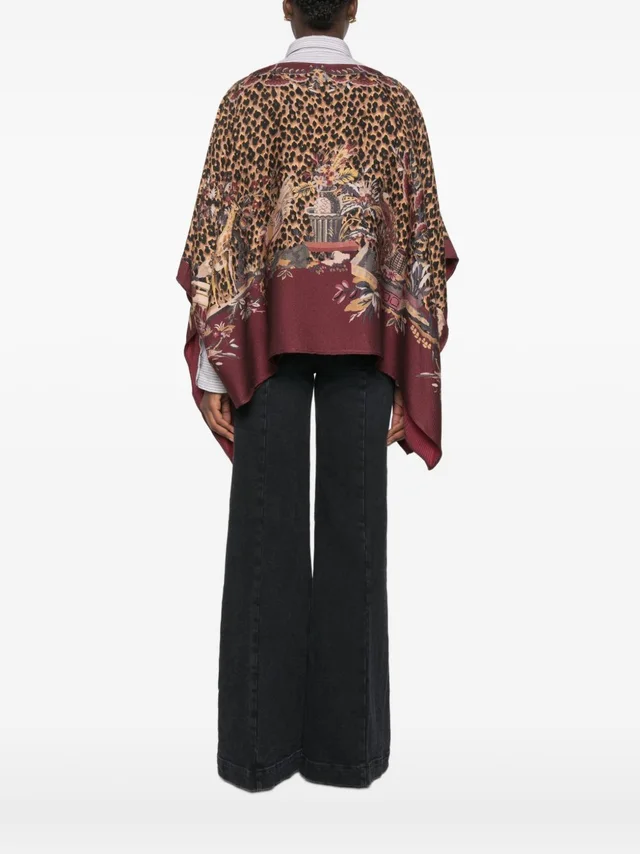 Etro leopard-print floral-pattern poncho, photo 5 of 6 from SENSER