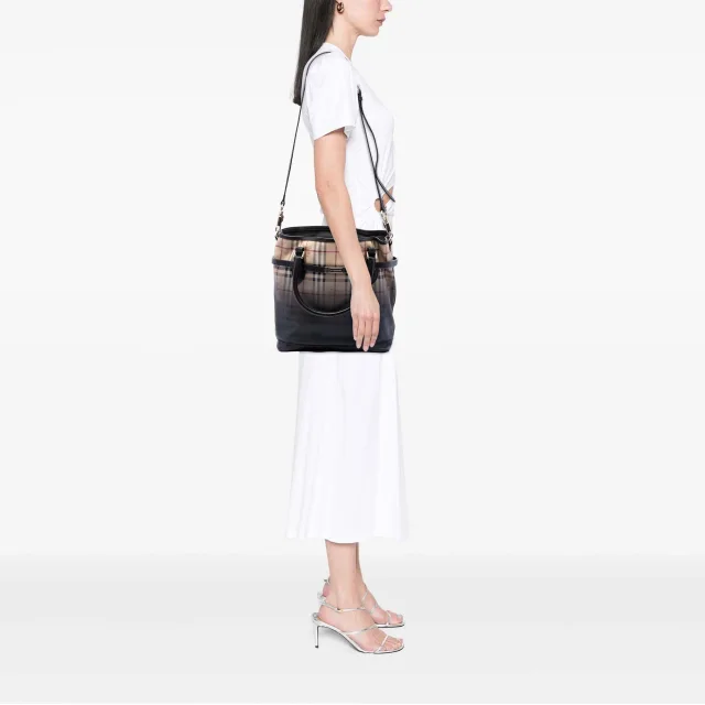 Beige Burberry Haymarket Check Ombre Coated Canvas Liberton Satchel in Beige Coated canvas from Designer Revival, photo 6 of 6