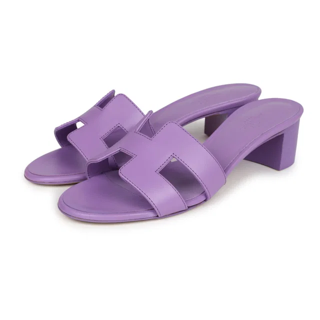 Hermès Oasis Sandals Violet Calfskin 36.5 EU in Purple Calfskin from Madison Avenue Couture