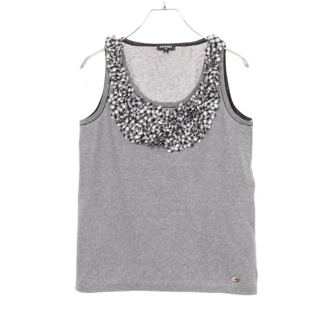 Chanel Tank Top CC Logo Button Border Check Ruffle Cotton from The Reluxe