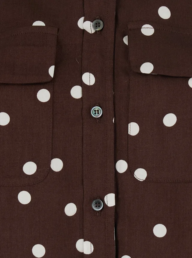 LEPLAIN POIS POCKET SHIRT - Brown - Shirt with pockets and polka dot design - In Polyester - Women in Brown 100% Polyester, photo 6 of 6 from Gaudenzi Boutique