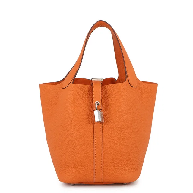 Hermès Picotin Lock Orange Taurillon Clemence Size PM in Orange Clemence leather from GALLERY RARE