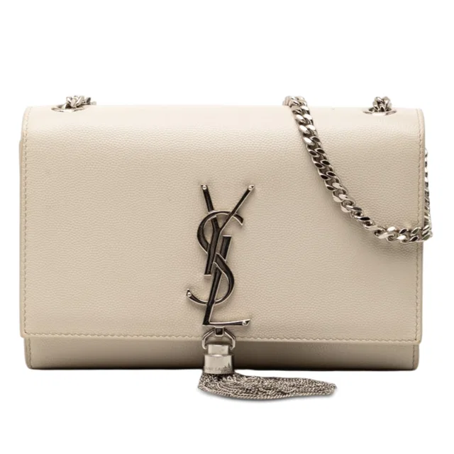 Brown Saint Laurent Small Grain de Poudre Monogram Kate Tassel Crossbody in Brown Leather from Designer Revival