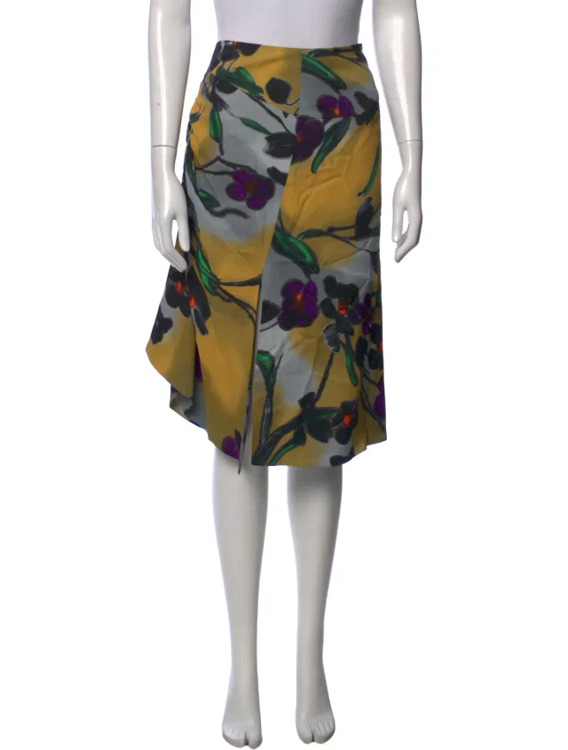 Marni Floral Print Midi Length Skirt in gray from The RealReal