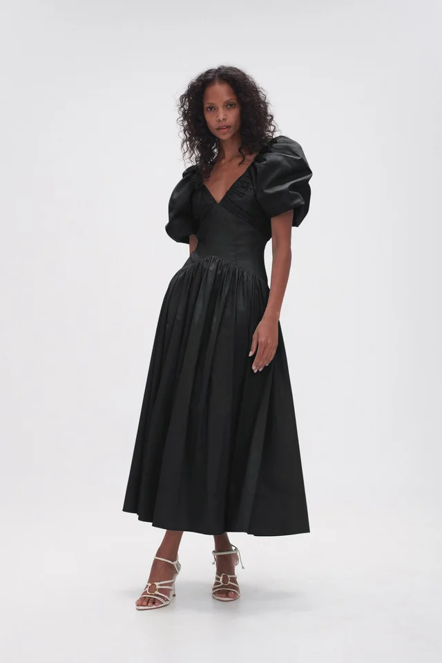 AJE Gabrielle Plunge Midi Dress in Black from Aje, photo 1 of 1