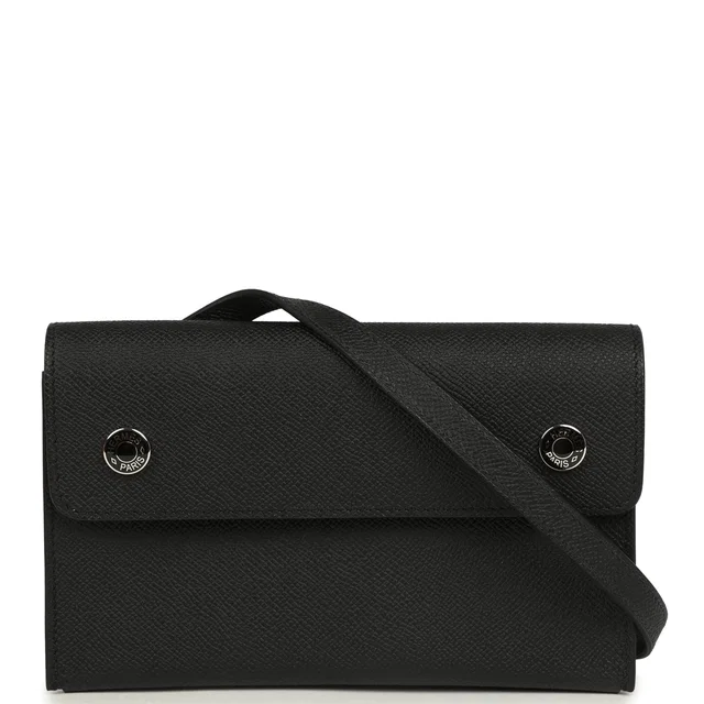 Hermès Hermesnap Wallet Black Epsom Lacquered Palladium Hardware in Black Epsom leather from Madison Avenue Couture