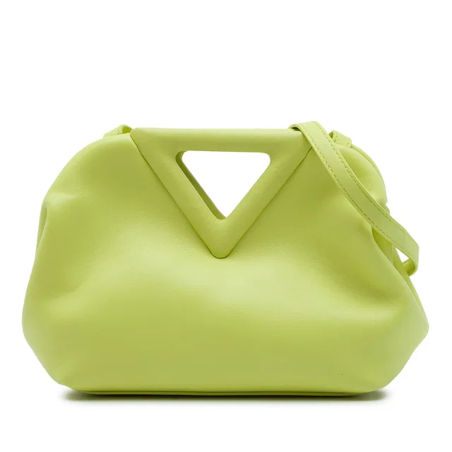 Yellow Bottega Veneta Small Leather The Point Triangle Satchel in Yellow Leather from Designer Revival