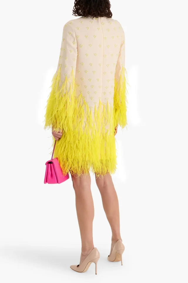 Valentino Garavani Embellished Wool and Silk-Blend Crepe Mini Dress in White, photo 3 of 4 from THE OUTNET