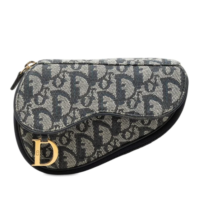 Blue Dior Diorissimo Canvas Saddle Pouch in Blue Canvas from Designer Revival