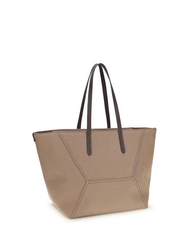 Brunello Cucinelli Bc Tote Bag — Beige Outer Cotton in Beige Canvas from HEWI