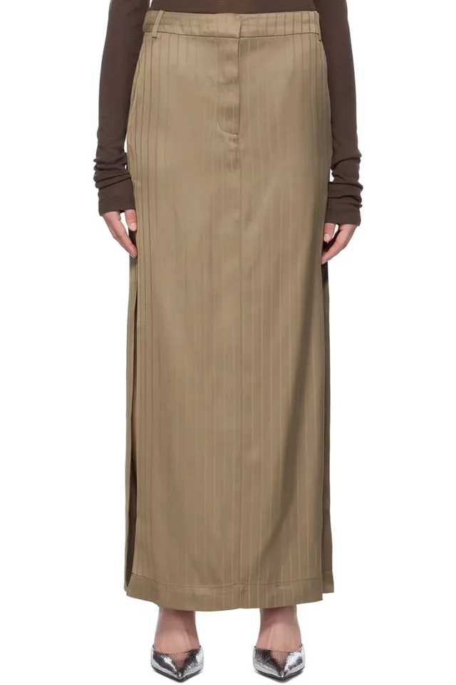 REMAIN Birger Christensen Brown Suiting Maxi Skirt from SSENSE, photo 1 of 1