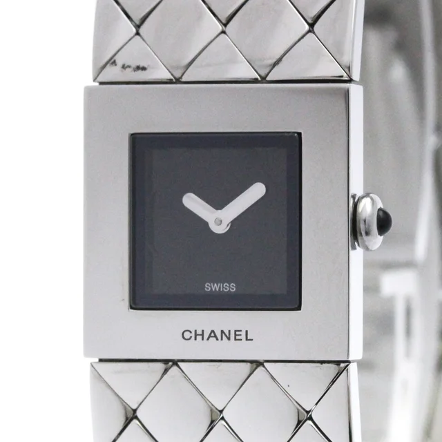 Chanel Matelasse Stainless Steel Quartz Ladies Watch H0009 Polished in Black from Elady