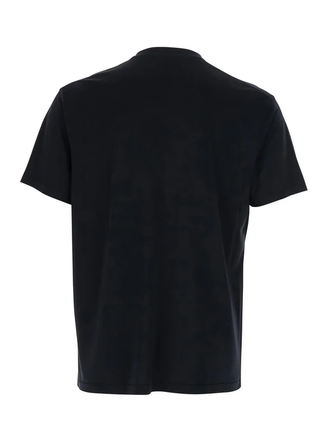 Tom ford Black Crew Neck T-Shirt with Logo Embroidery on the Front in Cotton Blend for Men in Black 67% Lyocell 33% Cotton, photo 4 of 6 from Gaudenzi Boutique