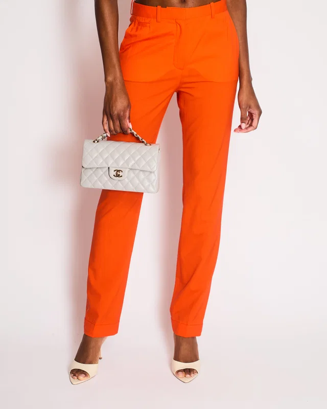 Hermès Bright Orange Tailored Trousers FR 38 Size UK 8 in Orange Wool from Sellier