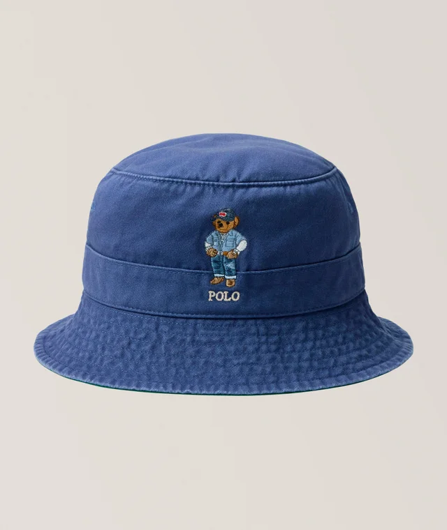 Polo Bear Twill Bucket Hat in Blue, image 1 of 1 from Harry Rosen