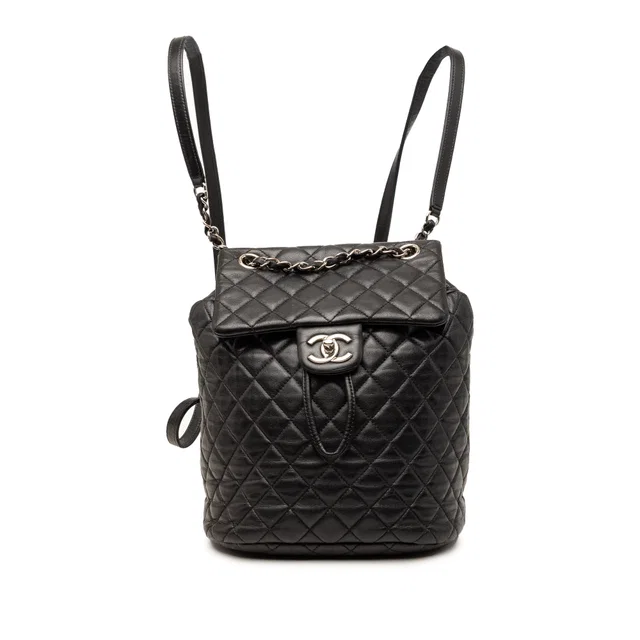 Black Chanel Small Lambskin Urban Spirit Backpack in Black Lambskin from Designer Revival