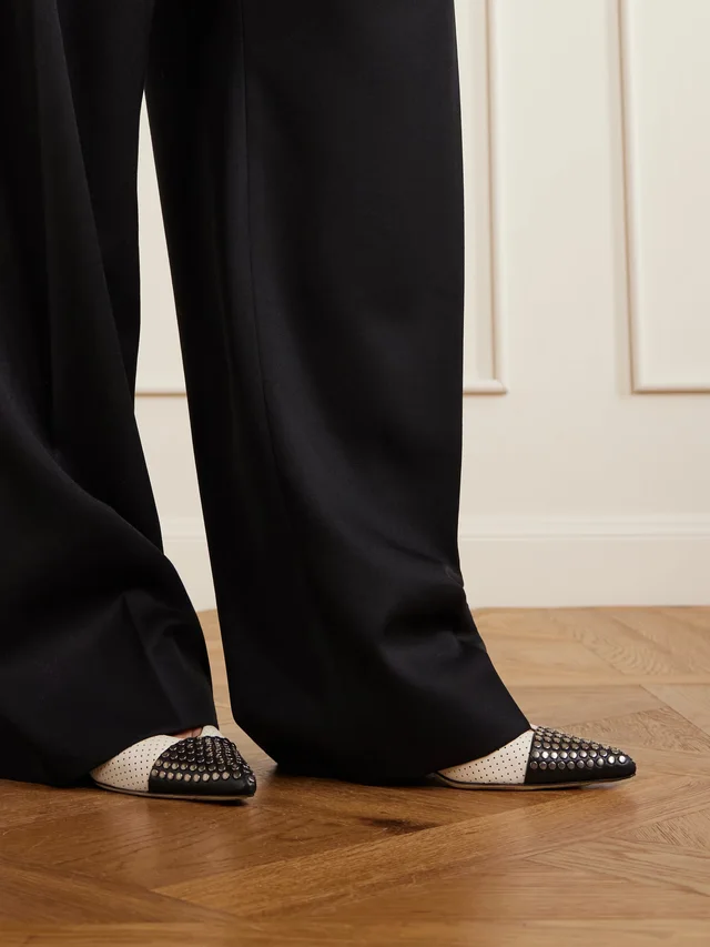CHLOÉ Alba studded perforated leather slingback pumps in White, photo 2 of 2 from NET-A-PORTER (Canada)