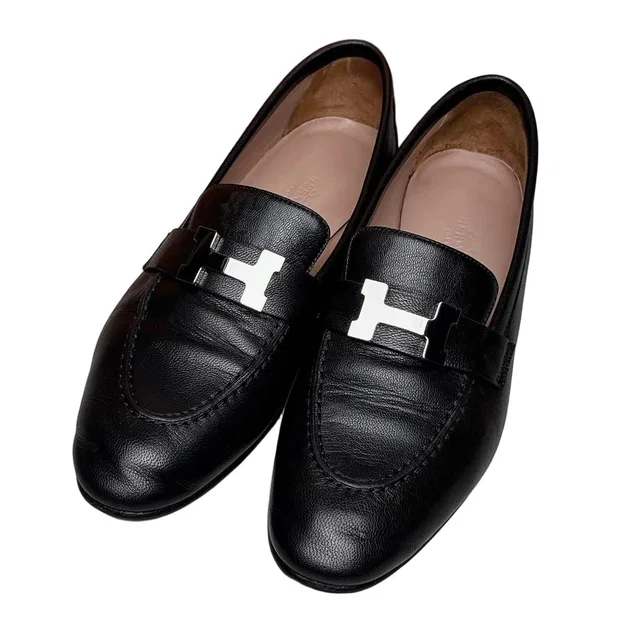 Hermès Mokarin Paris Black Loafers in Black from The Reluxe