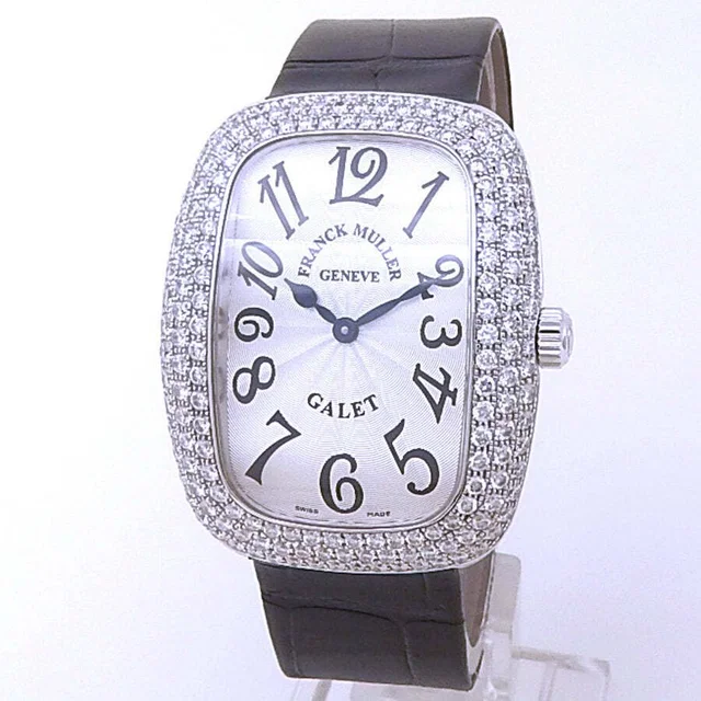 Franck Muller Galet Quartz Diamond Silver Dial Mens Watch 3002 M QZ V D3 in blue|white|silver|gold|gray|black Leather from Jomashop.com