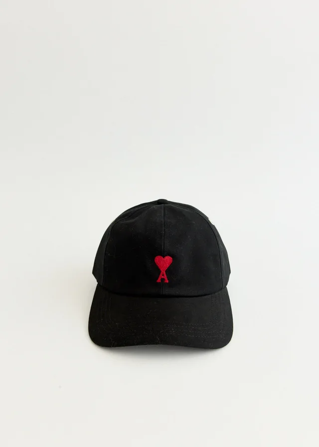 AMI PARIS Red ADC Embroidery Cap in Black from Incu, photo 1 of 1