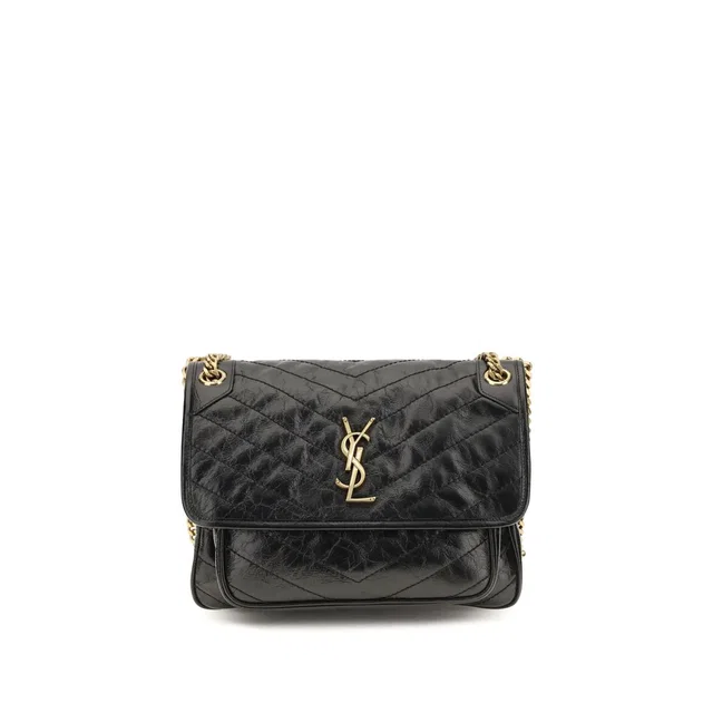 Saint Laurent Black Calf Leather Bos Taurus Shoulder Bag in Black Calfskin from HEWI