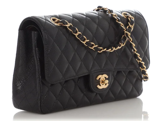 Chanel Medium/Large Black Quilted Caviar Classic Double Flap in Black Caviar leather from Ann's Fabulous Finds, photo 1 of 1