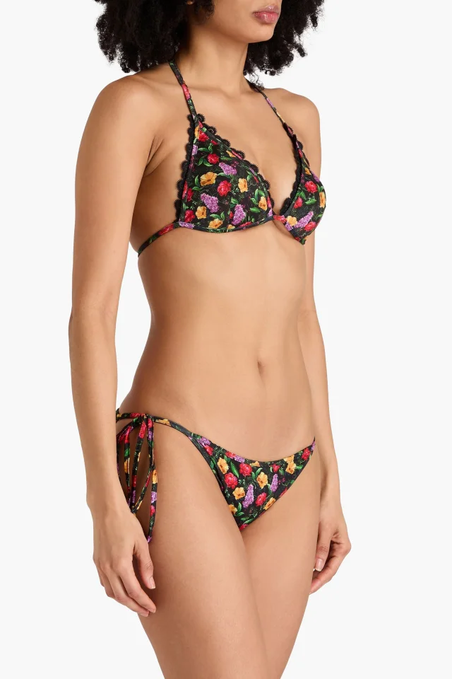 Charo Ruiz Ibiza Pola Floral-Print Bikini Briefs in Black, photo 2 of 4 from THE OUTNET