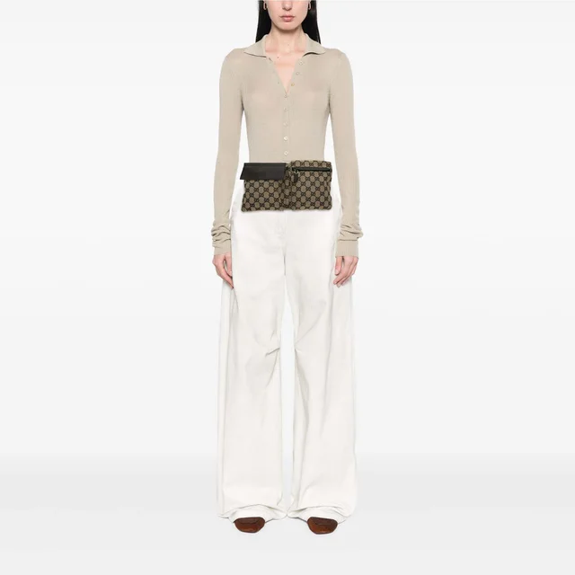 Beige Gucci GG Canvas Double Pocket Belt Bag in Beige Canvas from Designer Revival, photo 2 of 2