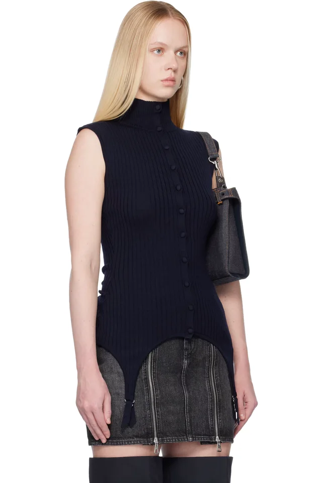 Jean Paul Gaultier Navy 'The Garter Waistcoat' Sweater Vest, photo 2 of 3 from SSENSE