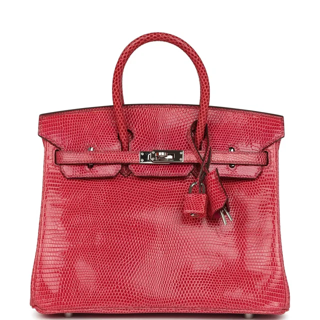 Hermès Vintage Birkin 25 Fuchsia Varanus Niloticus Lizard Palladium Hardware in Pink Lizard from Madison Avenue Couture