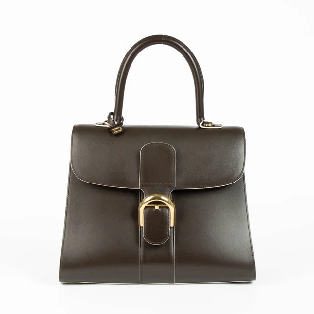 Delvaux Ebene Box Calf Brillant MM Bag in Brown Box leather from Labellov