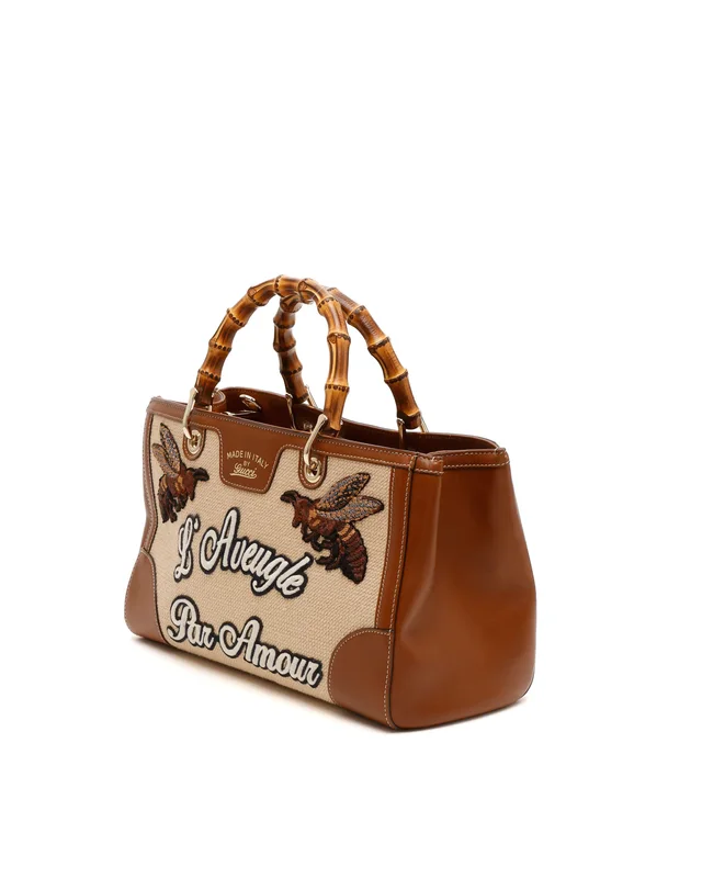 Gucci Bamboo Embroidered Handbag in Canvas from A Retro Tale, photo 2 of 10