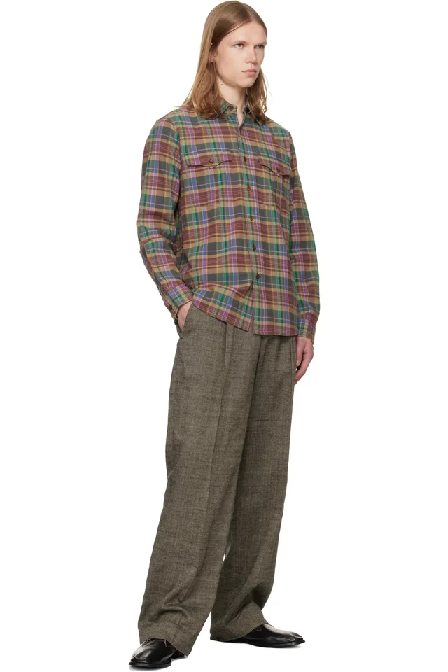 Polo Ralph Lauren Green & Brown Bleeding Madras Sport Shirt, photo 4 of 4 from SSENSE