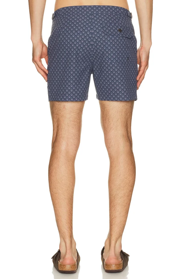 Marine Layer Tailored 5" Swim Trunk in Mood Indigo Diamond Prin, photo 2 of 5 from REVOLVE (Canada)