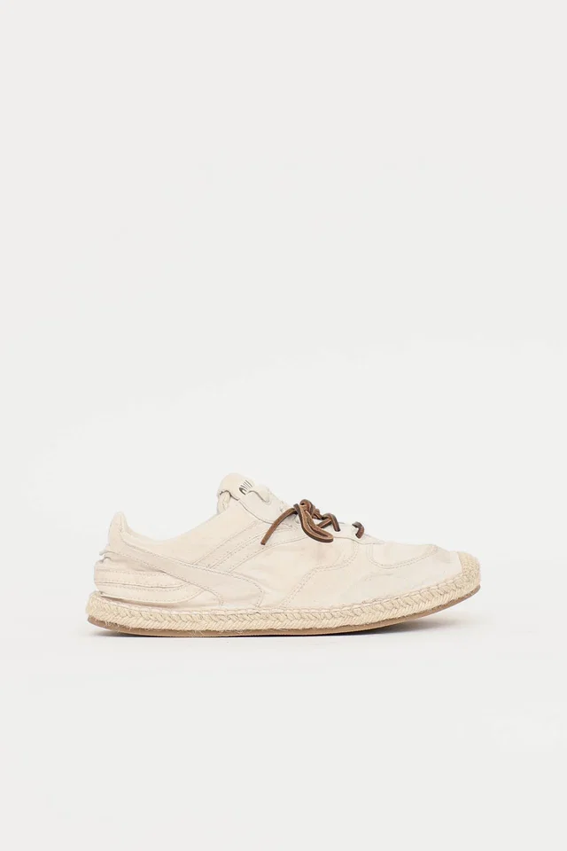 Miu Miu Ecru Gymnasium Sneaker in Woven leather from VSP Consignment